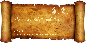 Héjas Kálmán névjegykártya